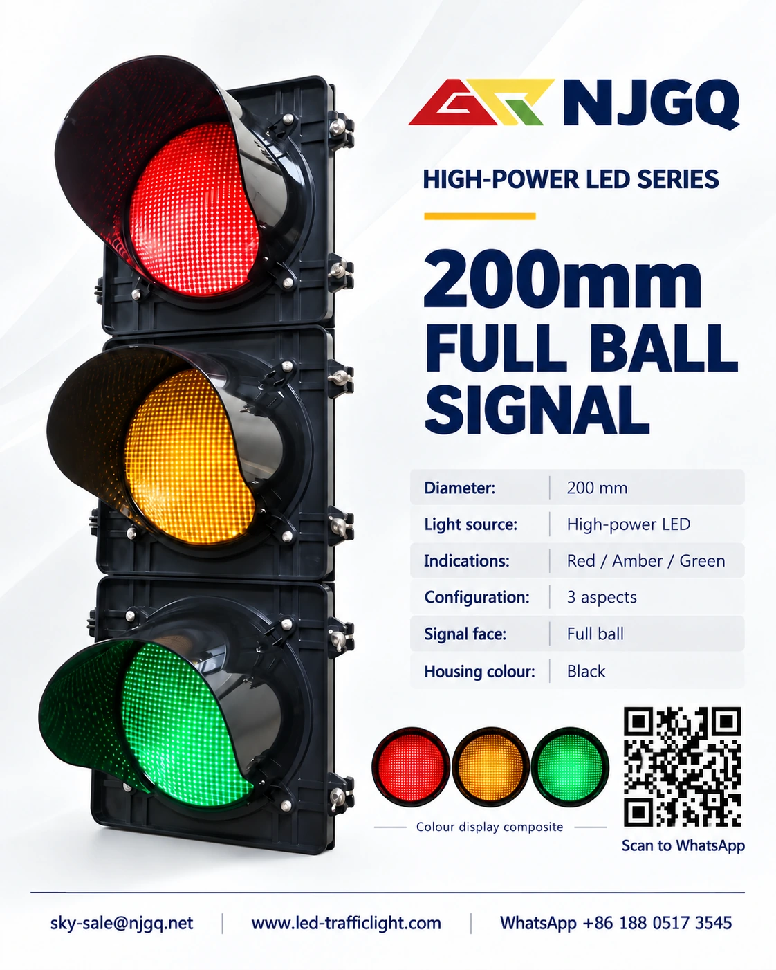 200mm high-power LED full ball signal black housing product poster