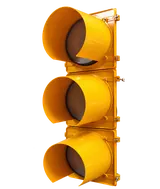 300mm High-Power LED Full Ball Traffic Light — Yellow Housing - Angled, unlit