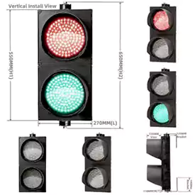 200MM(8 Inch) 2-Aspect Red Green Ball Led Traffic Light With Cobweb Lens
