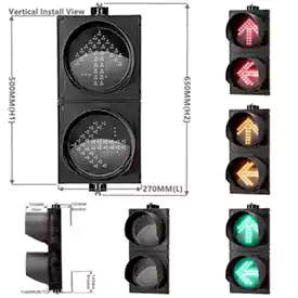 200MM(8 Inch) 2-Aspect Red Yellow Green Arrow LED Traffic Light