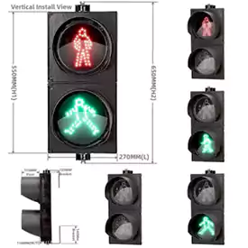 200MM(8 Inch) 2-Aspect Dynamic Red Green Pedestrian Signal Traffic Light
