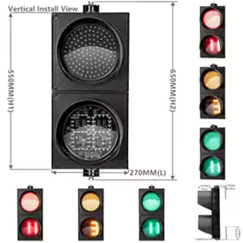 200MM(8 Inch) Led Traffic Light With 2-Aspect Red Yellow Green Ball Countdown Timer