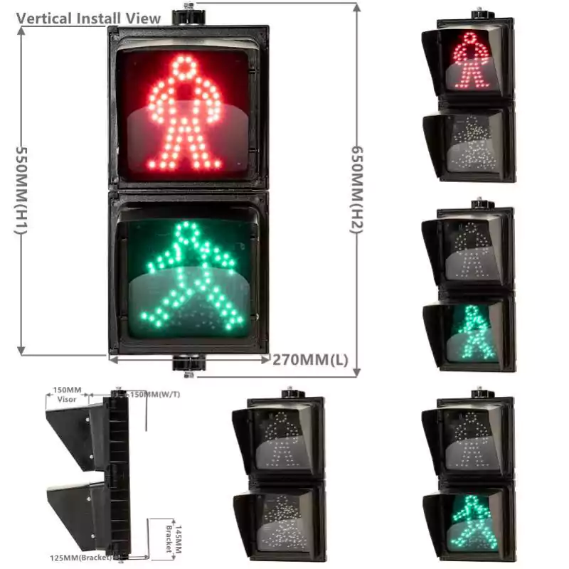 200MM(8 Inch) Led Traffic Light With 2-Aspect Square Red Green Pedestrian