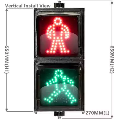 200MM(8 Inch) Led Traffic Light With 2-Aspect Square Red Green Pedestrian