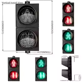 200MM(8 Inch) Led Traffic Light Countdown Timer With 2-Aspect Red Green Pedestrian