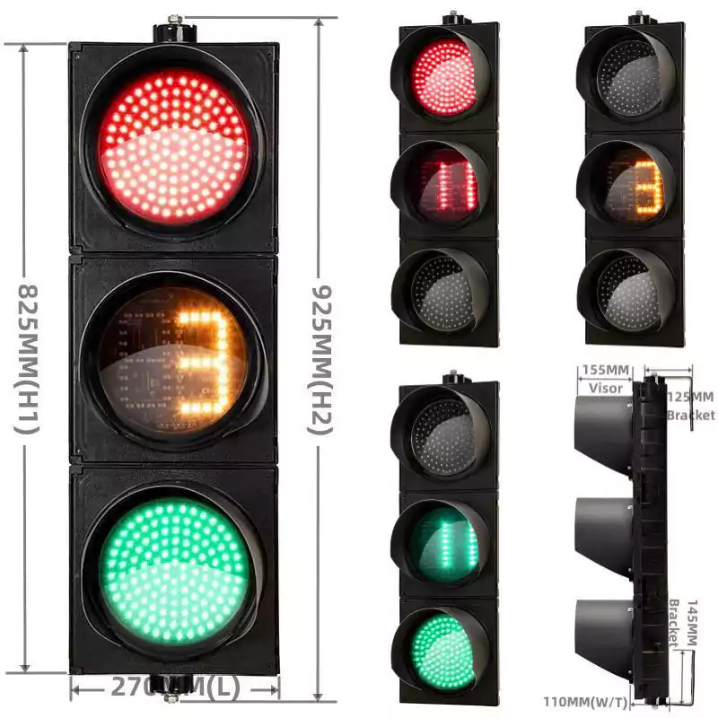 200MM(8 Inch) Led Traffic Lights Countdown Timer With 3-Aspect Red Green Ball