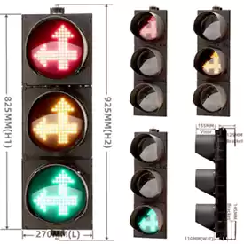 200MM(8 Inch) Led Traffic Light With 3-Aspect Red Yellow Green Arrow Two Way