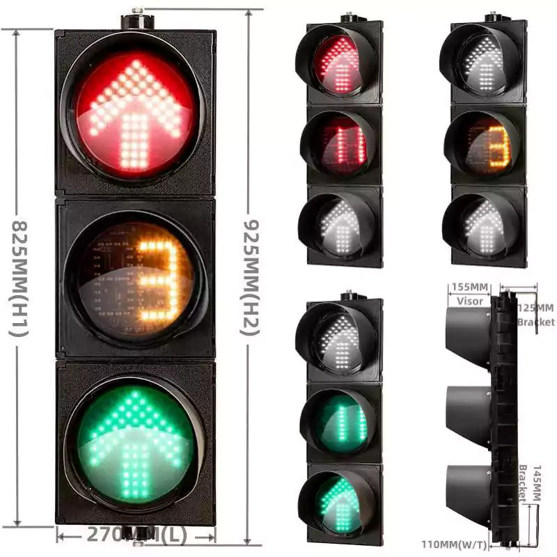 200MM(8 Inch) Traffic Signal Light Countdown Timer With 3-Aspect Red Green Arrow