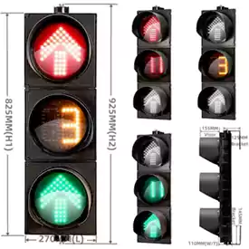 3-Aspect Traffic Signal Light Countdown Timer With Red Green Arrow