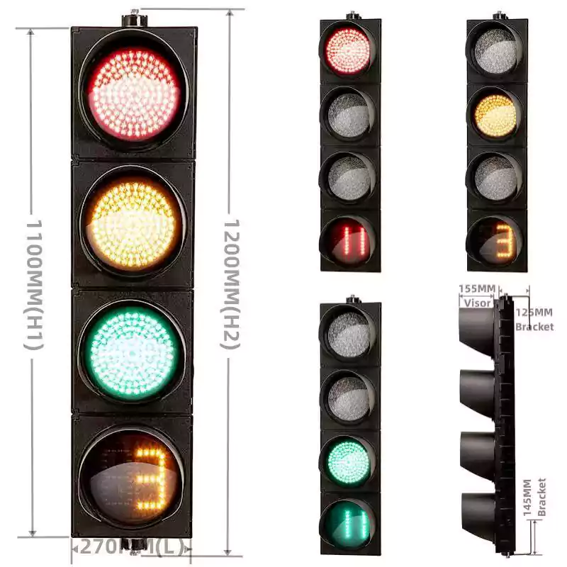 200MM(8 Inch) Led Traffic Light Timer With 4-Aspect Cobweb Lens