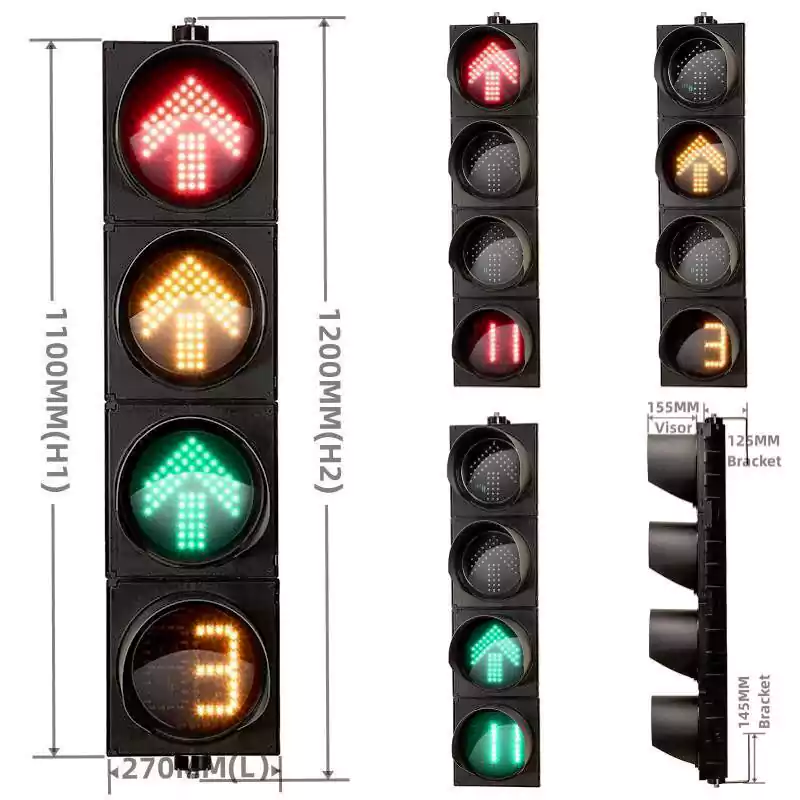 200MM(8 Inch) Traffic Signal Light Timer With 4-Aspect 3-Color Arrow