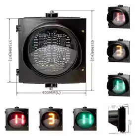 1-Aspect Led Traffic Light With 2-Digit Red Yellow Green Signal Countdown Timer