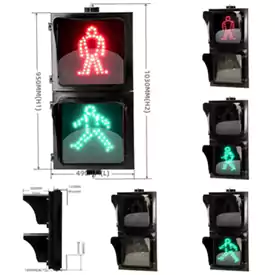 2-Aspect Led Traffic Light With Red Green Crossing Light