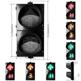 400MM(16 Inch) 2-Aspect 3-Color Red Yellow Green Arrow Traffic Signal Countdown Timer