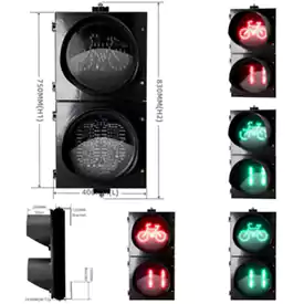 300MM(12 Inch) 2-Aspect Red Green Bicycle Traffic Light Signal With Countdown Timer
