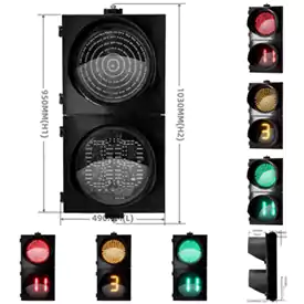 400MM(16 Inch) 2-Aspect Red Yellow Green Ball Traffic Light Semaphore With Countdown Timer