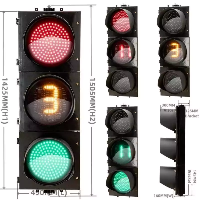 3-Aspect Led Traffic Light With Red Green Intelligent Traffic Light Timer