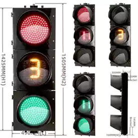 400MM(16 Inch) 3-Aspect Red Green Intelligent Traffic Light With Timer