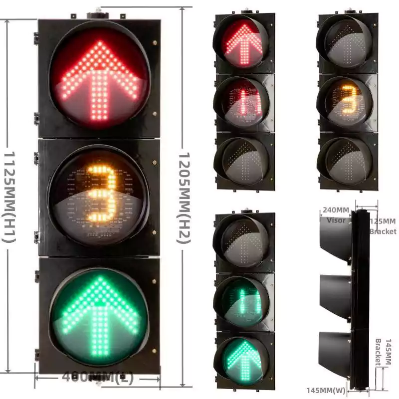 300MM(12 Inch) 3-Aspect Arrow Led Traffic Light With Countdown Timer