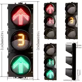 3-Aspect Led Traffic Light With Arrow Shape Intelligent Traffic Light Timer