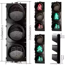 300MM(12 Inch) 3-Aspect Red Green Pedestrian Traffic Sign Light With Timer