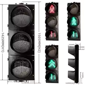 400MM(16 Inch) 3-Aspect Red Green Pedestrian Sign Traffic Light With Timer