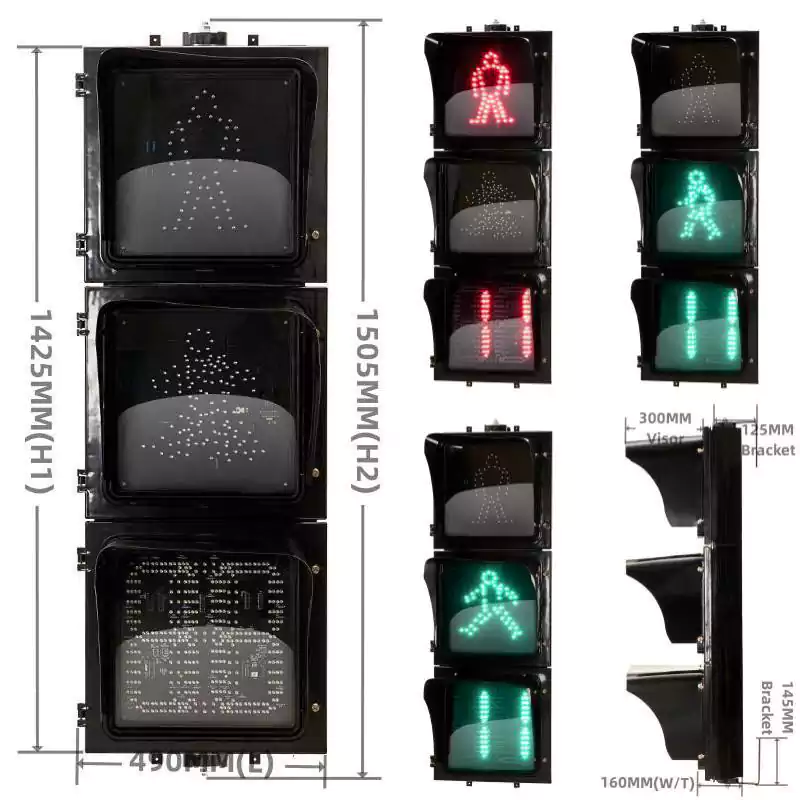 3-Aspect Square Pedestrian Light With Countdown Timer