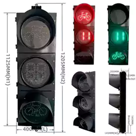3-Aspect Led Traffic Light With Red Green Bicycle Sign Timer