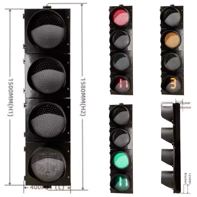 12-Inch(300MM) Ball LED Traffic Light System With Timer
