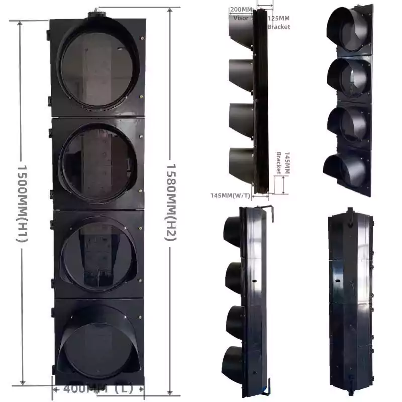 12 Inch(300MM) 4-Section PC Plastic Traffic Light Housing Body