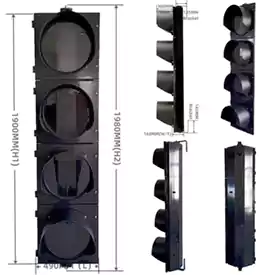 4-Section Led Traffic Light With PC Plastic Traffic Light Housing Body