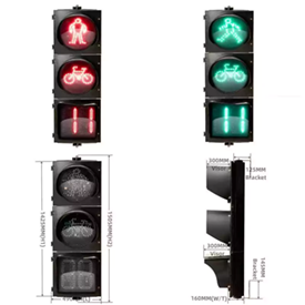 400MM(16Inch) 3-Aspect Pedestrian Bicycle Signal LED Traffic Light With Countdown Timer