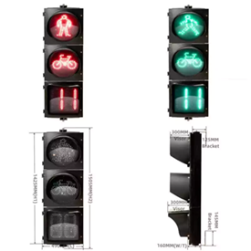 3-Aspect LED Traffic Light With Pedestrian Bicycle Signal Countdown Timer