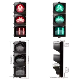 3-Aspect Led Traffic Light with Square Pedestrian Sign Light Timer