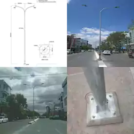 9M Street Light Pole With 1.5M Double Arms